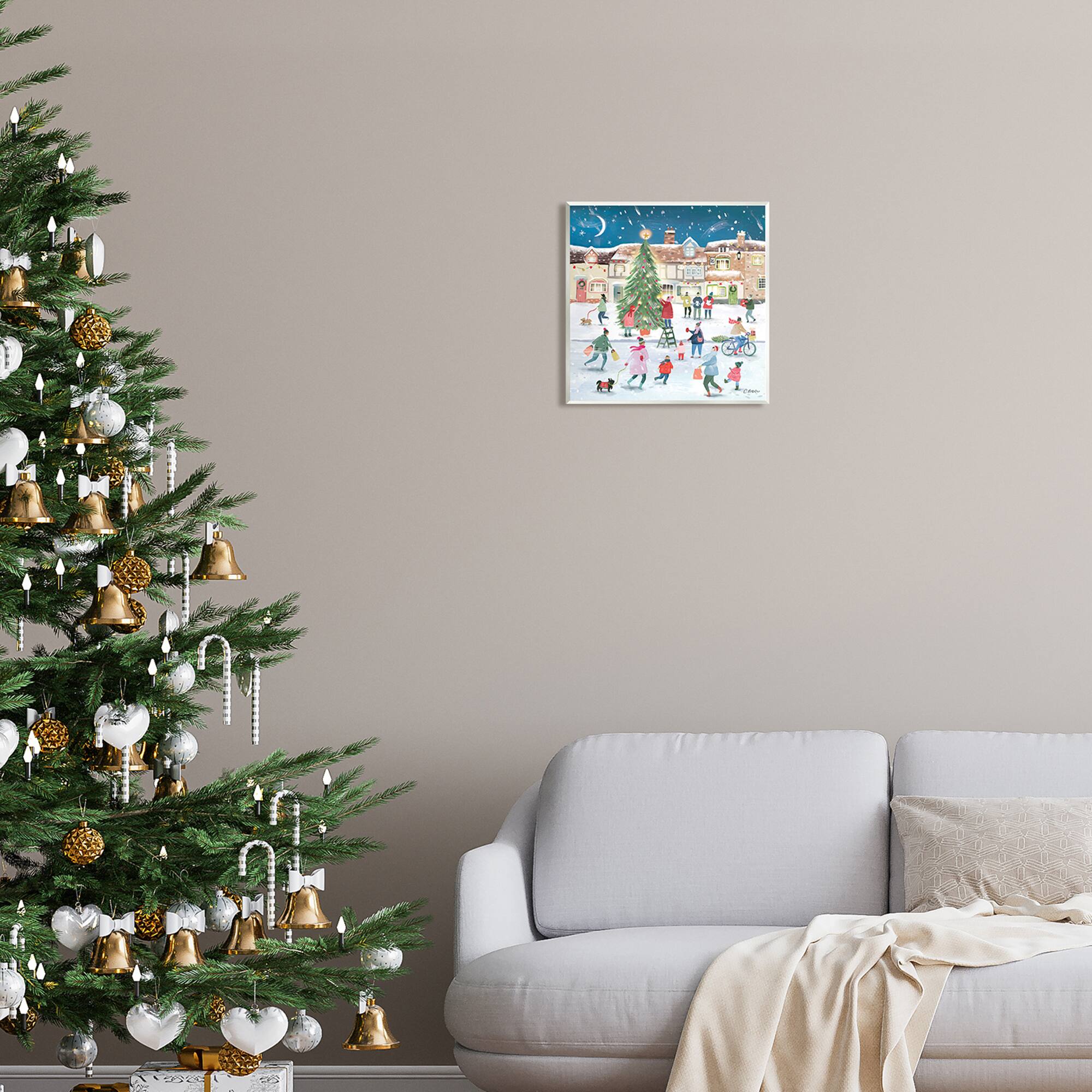 Stupell Industries Christmas Tree Town Scene Wall Art Plaque